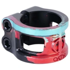 Oath Cage V2 Alloy 2 Bolt Clamp - Black/Teal/Red