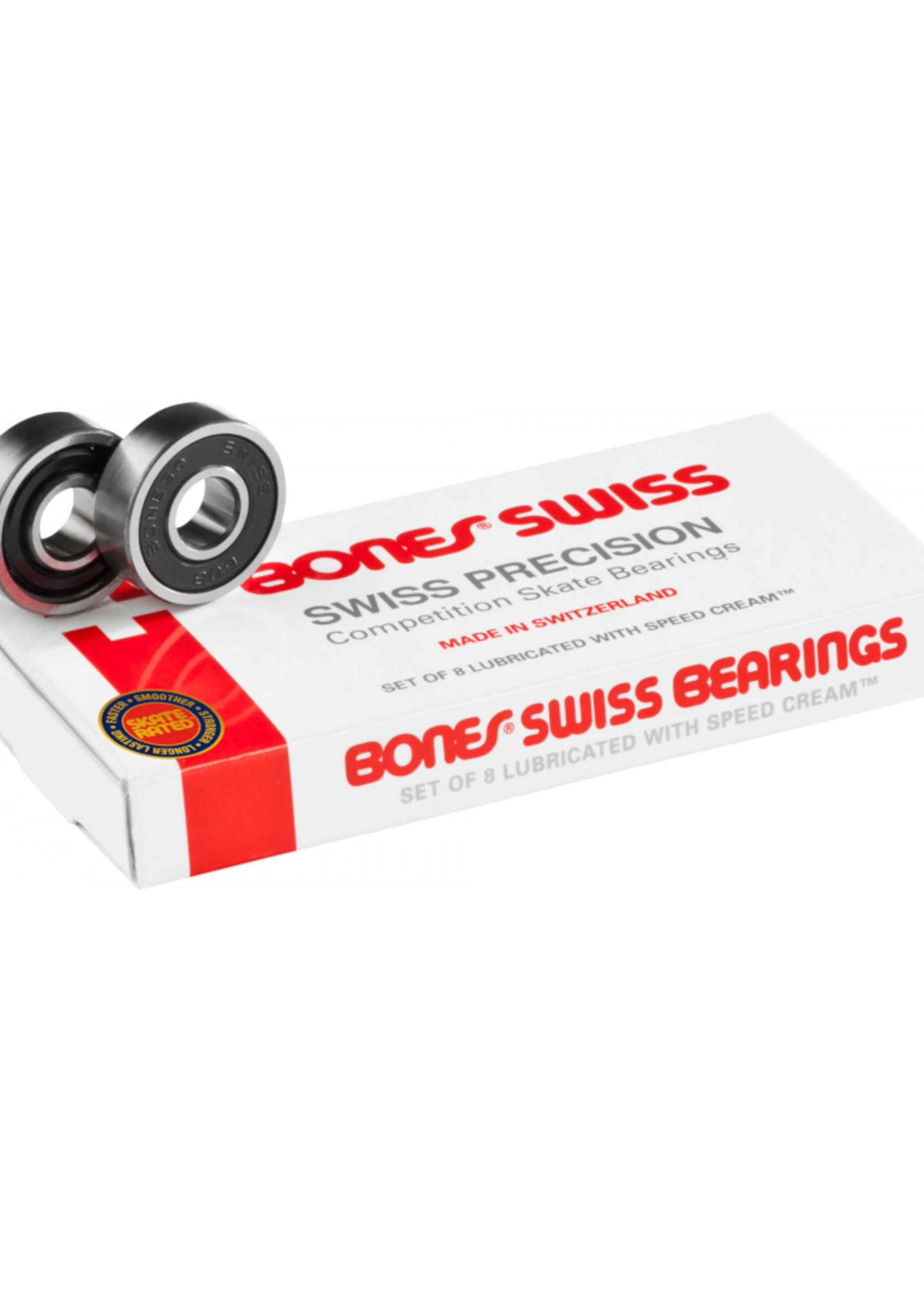 BONES SWISS SKATEBOARD BEARINGS 8 PACK 1 BONES SWISS SKATEBOARD BEARINGS 8 PACK